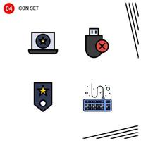 Universal Icon Symbols Group of 4 Modern Filledline Flat Colors of award circled star hardware one Editable Vector Design Elements