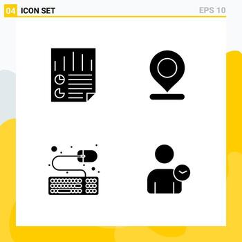 Collection of 4 Universal Solid Icons Icon Set for Web and Mobile Creative Black Icon vector background