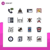 Universal Icon Symbols Group of 16 Modern Flat Color Filled Lines of chinese music capitol gong graphic Editable Creative Vector Design Elements