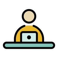 Man and laptop icon color outline vector
