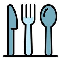 Knife fork spoon icon color outline vector