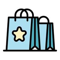 Bonus shop bag icon color outline vector