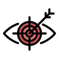 Eye aiming arrow at target icon color outline vector