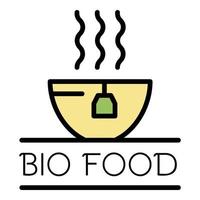 Bio food logo, outline style vector