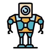 Android robot icon color outline vector