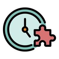 Clock and puzzle icon color outline vector