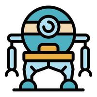 One eye robot icon color outline vector