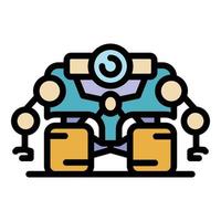 Super space robot icon color outline vector