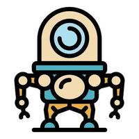 Alien robot icon color outline vector