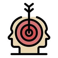Arrow in the target two heads icon color outline vector