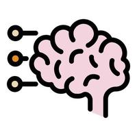 The human brain and footnotes icon color outline vector