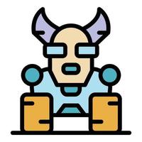 Dog robot icon color outline vector