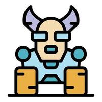 Dog robot icon color outline vector