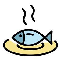 Hot cooked fish icon color outline vector