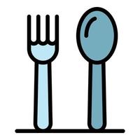 Steel fork spoon icon color outline vector