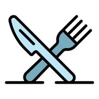 Crossed knife fork icon color outline vector