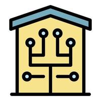 Smart home icon color outline vector