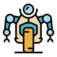 Road wheel robot icon color outline vector