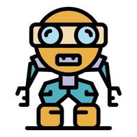 Funny robot icon color outline vector