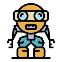 Funny robot icon color outline vector