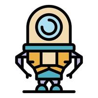 Fear robot icon color outline vector