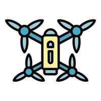 Farming drone icon color outline vector