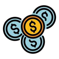 Money coins icon color outline vector