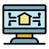 Monitor smart home icon color outline vector