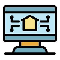 Monitor smart home icon color outline vector