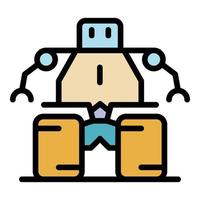 Technology robot icon color outline vector