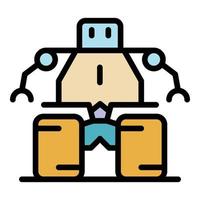 Technology robot icon color outline vector