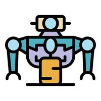 Toy robot icon color outline vector