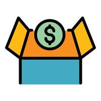 Crowdfunding box icon color outline vector