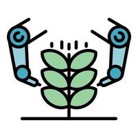 Robot extract plant icon color outline vector