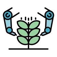 Robot extract plant icon color outline vector