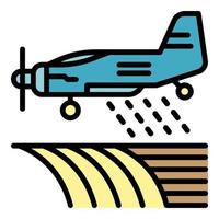 Field plane irrigation icon color outline vector