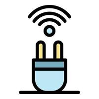 Smart plug icon color outline vector