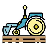 Smart remote tractor icon color outline vector