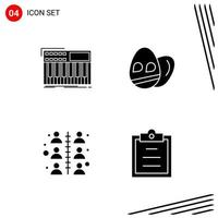 Collection of 4 Vector Icons in solid style Pixle Perfect Glyph Symbols for Web and Mobile Solid Icon Signs on White Background 4 Icons Creative Black Icon vector background