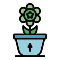 Startup flower pot icon color outline vector