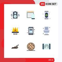 Set of 9 Modern UI Icons Symbols Signs for mobile king pray father crown Editable Vector Design Elements