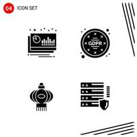 Collection of 4 Vector Icons in solid style Pixle Perfect Glyph Symbols for Web and Mobile Solid Icon Signs on White Background 4 Icons Creative Black Icon vector background