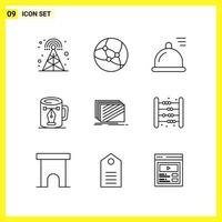 9 Icon Set Simple Line Symbols Outline Sign on White Background for Website Design Mobile Applications and Print Media Creative Black Icon vector background