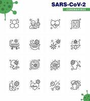 Coronavirus Awareness icon 16 Line icons icon included hospital strature beat sign hospital viral coronavirus 2019nov disease Vector Design Elements