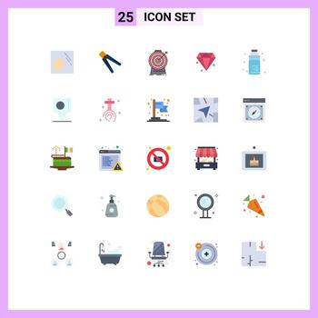 User Interface Pack of 25 Basic Flat Colors of bottle diamond tool targeting goal Editable Vector Design Elements