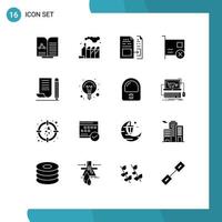 Set of 16 Modern UI Icons Symbols Signs for jotter hardware data devices card Editable Vector Design Elements