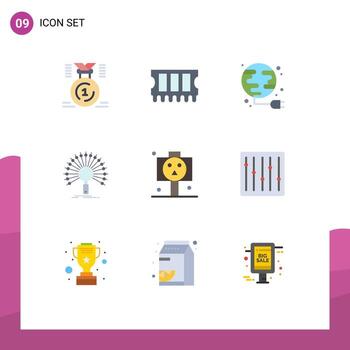 Modern Set of 9 Flat Colors and symbols such as board network energy informational data Editable Vector Design Elements