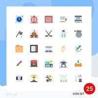 25 User Interface Flat Color Pack of modern Signs and Symbols of people graph door business presentation Editable Vector Design Elements