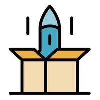 Rocket carton box icon color outline vector