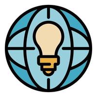 Global bulb idea icon color outline vector